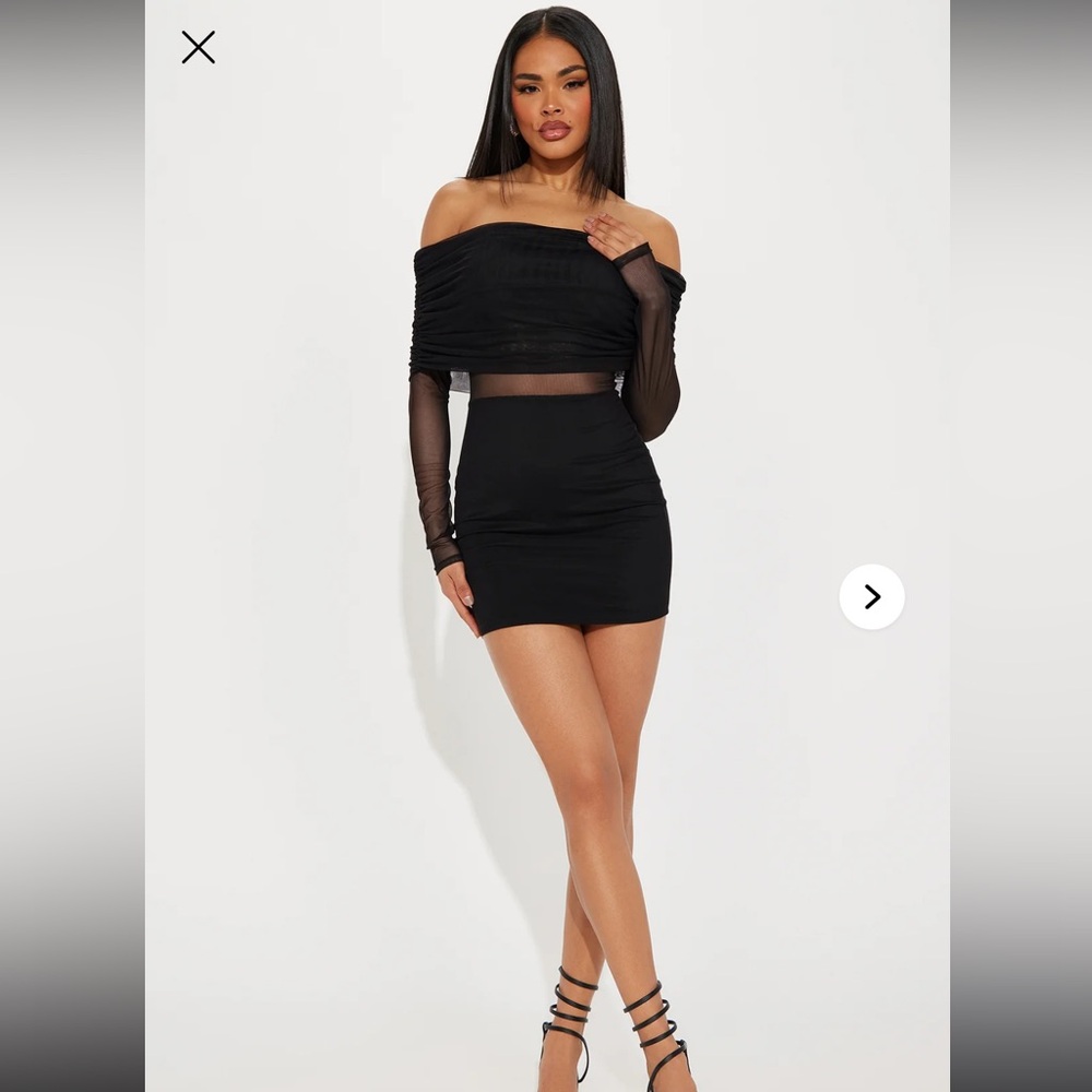 Black Mesh Mini Dress for Night Out